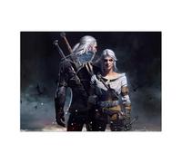 Displate Officiel Witcher 3 Métallique Fixation Magnétique Licence Officielle Image Affiche de Haute Qualité Ciri and Geralt 32x45cm