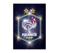 Displate - Poster en Métal - Fédération Française de Football - L'équipe de France - FFF Crest FFF neon hauteur 45 cm largeur 32 cm.