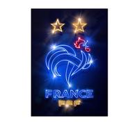 Displate - Poster en Métal - Fédération Française de Football - L'équipe de France - FFF Crest FFF Rooster neon hauteur 45 cm largeur 32 cm.