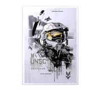 Displate - Poster en Métal - Monté sur Aimant - Halo Game - Halo Graphics - Master Chief Helmet - Taille L - 67,5x48cm Matt