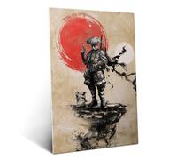 Displate Poster en Métal Star Wars Mandalorian and Grogu in Sumi-e Style Affiche Murale Décorative pour Chambre à Coucher Monture Magnétique 48 x 67,5 cm