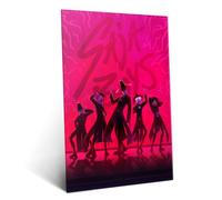 Displate Poster métallique Kpop Demon Hunters - Netflix - Saja Boys Neon Rouge Huntrix - Idée cadeau K-pop - Décoration murale premium salon film - 48 x 67,5 cm