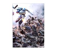 Displate Poster officiel Warhammer en métal Fixation magnétique Images sous licence poster de haute qualité Triptyque - Space Marine 2 Poster droit 32 x 45 cm