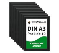 DISPLAY SALES Cadre pour affiche DIN A3 | Lot de 10 | Profil 25 mm | Cadre affiche noir | cadre pour poster, cadre photo en lot économique | cadre clipsable Budget