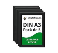 DISPLAY SALES Cadre pour affiche DIN A3 | Lot de 5 | Profil 25 mm | Cadre affiche noir | cadre pour poster, cadre photo en lot économique | cadre clipsable Budget