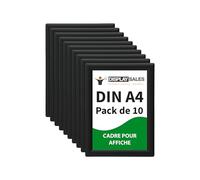 DISPLAY SALES Cadre pour affiche DIN A4 | Lot de 10 | Profil 25 mm | Cadre affiche noir | cadre pour poster, cadre photo en lot économique | cadre clipsable Budget