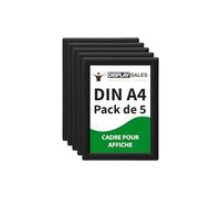 DISPLAY SALES Cadre pour affiche DIN A4 | Lot de 5 | Profil 25 mm | Cadre affiche argent | cadre pour poster, cadre photo en lot économique | cadre clipsable Budget (Noir, DIN A4 - Lot de 5)