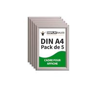 DISPLAY SALES Cadre pour affiche DIN A4 | Lot de 5 | Profil 25 mm | Cadre affiche argent | cadre pour poster, cadre photo en lot économique | cadre clipsable Budget (Argent, DIN A4 - Lot de 5)