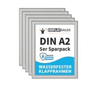 DISPLAY SALES Lot de 5 cadres A2 pliants imperméables | Cadre photo A2 extérieur résistant aux intempéries | Cadre clic clac A2 en aluminium | Cadre format A2 (42x60 cm)
