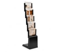 DISPLAY SALES Présentoir à borchure noir sur pied | Support avec 5 compartiments en acrylique | Porte brochures pliable avec sac de transport | Idéal pour brochure, catalogue, prospectus A4