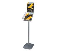 DISPLAY SALES -Présentoir porte-brochures sur pied A4 | Support de prospectus et catalogues plus porte visuel | Rangement Acrylique à armature aluminium pour expositions, salons, hôtels, restaurants