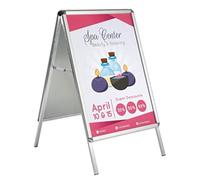 DISPLAY SALES - Stop trottoir extérieur A1 argent résistant aux intempéries | Chevalet publicitaire recto-verso pour affiches DIN A1 | Panneau stable avec profil arrondi et évacuation d’eau
