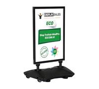 DISPLAY SALES Stop trottoir extérieur WindPro® ECO | Chevalet trottoir au format DIN A1 | Panneau publicitaire extérieur A1 noir | Utilisable des deux côtés pour 2 affiche