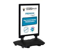 DISPLAY SALES Stop trottoir extérieur WindPro® PREMIUM | Chevalet trottoir au format DIN A1 | Panneau publicitaire extérieur A1 noir | Utilisable des deux côtés pour 2 affiche