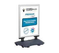 DISPLAY SALES Stop Trottoir extérieur WindPro® Premium | Chevalet Trottoir au Format DIN A1 | Panneau publicitaire extérieur A1 Argente | Utilisable des Deux côtés pour 2 Affiche