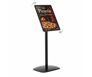 DISPLAY SALES - Support d'information DIN A3 pour platine 297 x 420 mm Noir Hauteur totale 1,20 m Plaques de pieds en aluminium résistant à la rouille. utilisation en format portrait ou paysage