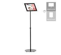 DISPLAY SALES - Support d'information télescopique en aluminium réglable en hauteur avec socle en acier lourd, utilisation en format portrait et paysage Noir Format A3 Noir