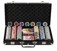 Display4top Coffret de 300 jetons de poker Texas Hold'em avec étui en aluminium, 2 jeux de cartes, croupier, petite