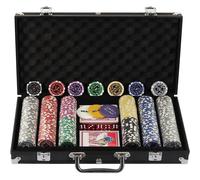 Display4top Coffret de 300 jetons de poker Texas Hold'em avec étui en aluminium, 2 jeux de cartes, croupier, petite
