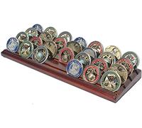DisplayGifts Challenge Présentoir à pièces de monnaie 4 rangées en bois pour 28 pièces Finition noyer