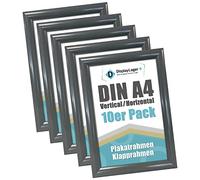 DisplayLager - 5 Cadre à Clipser | Cadre pour Affiches avec Profil en Aluminium argenté de 25 mm | avec vitre de Protection antireflet et matériel de Fixation | Cadre de Rechange/Cadre pour Poster