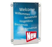 DisplayLager Cadre en acrylique avec ventouse pour fenêtre - Double face horizontale - Format A4 - Transparent - Insertion par le haut ou le côté - Série Snapframe - 39,5 cm x 21,5 cm