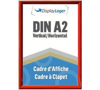 DisplayLager, qualité danoise - Cadre encliquetable A2 rouge avec profil en aluminium de 25 mm, vitre de protection antireflet, matériel de fixation