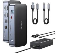 DisplayLink Docking Station pour MacBook Pro/Air, 15 en 1 DisplayLink Station d'accueil Dual Monitor, Dock USB C avec 2*HDMI, 2*DisplayPort, 2.5Gbps Ethernet, USB 3.1/3.0/2.0, SD/Micro SD pour Dell/HP