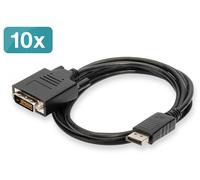 DIGITUS Câble Adaptateur DisplayPort - DP vers DVI-D (24 + 1) - 2.0m - 10 pièces - Full HD 1080p/60Hz - Noir