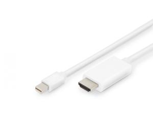 DisplayPort adapter cable, mini DP - HDMI type A M/M, 2.0m, DP 1.2_HDMI 2.0, 4K/60Hz, wh