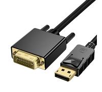 Displayport vers DVI Câble 1m1080p Full HD Displayport vers DVI-D Nylonummantelung & 24K vergoldet Compatible avec PC ordinateur portable moniteur vidéoprojecteur carte graphique-Unidirectionnel
