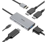 DisplayPort vers HDMI 4K@60Hz, répartiteur Displayport vers Double Port d'affichage, Adaptateur HDMI VGA 4 en 1, hub MST DP vers HDMI pour appareils DP 1.2