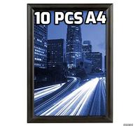 Displaysign: Lot 10 Cadres SNAP A4 d'affichage Photo Pliables clipser clic clac en Aluminium Noir