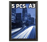 Displaysign Lot de 5 Cadres SNAP A3 d'affichage Photo Pliables clipser clic clac en Aluminium Noir