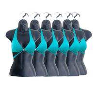 DisplayTown Female Mannequin Torso Hollow Back Body Stackable Dress Form with Hanging Hooks for Tshirt Display, Countertop, Craft Shows, Photos and Design, S-M Clothing Size (Black, Set of 6)