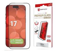 Displex EASY-ON® MountMaster Film de protection d'écran en verre trempé de qualité supérieure pour Apple iPhone 17 - Couverture complète - Verre trempé 10H - Résistant aux rayures - Sans bulles d'air