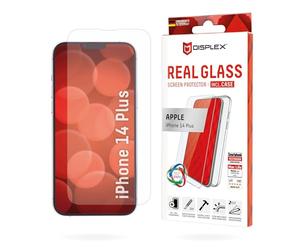 Displex Screen Protector (10H) + Case for Apple iPhone 14 Plus, Eco Mounting Frame, Case, Tempered Glass, Scratch Resistant Protective Film
