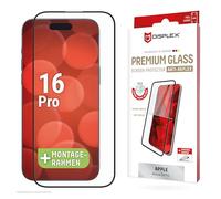 Displex Verre de protection anti-reflet de qualité supérieure (super antireflet, FC, 10H) pour Apple iPhone 16 Pro, cadre de montage écologique, couverture complète de l'écran, verre trempé, film de