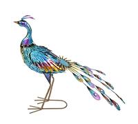 Disponxe de paon solaire pour le jardin | Décoration extérieure changeant de couleur vive | Sculpture en fer à l'épreuve des intempéries pour la pelouse / patio / cour | (Big peacock with solar light)