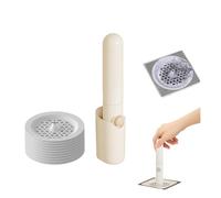 Disposable Drain Guard & Hair Catcher with Auto-Latch, Zero-Contact Filter Replacement & Insect-Proof Mesh for Shower, Sink, Bathtub, Laundry Room (Beige,Large)