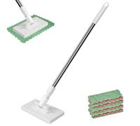 Disposable Dust Mop with 4 Reusable Cloths, Dust Mop for Hardwood Floors, Wet and Dry Portable Mini Cleaning for Small Spaces