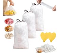 Disposable Food Covers, Disposable Stretch Food Covers with Elastic，300Pcs | Clear PE plastic, flexible elastic rim fits various bowls/plates. Reusable, dust-proof. Ideal for kitchen, picnic, leftovers