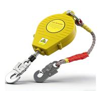 Dispositif Antichute a Rappel Automatique 3-20m, Harnais de Securite Anti Chute Toiture avec Crochet Autobloquant, 150KG Stop Chute Harnais Rétractable Vert/Jaune pour Travail en Hauteur (Jaune, 7m)