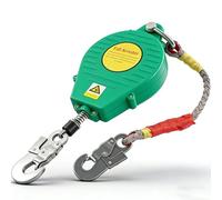 Dispositif Antichute a Rappel Automatique 3-20m, Harnais de Securite Anti Chute Toiture avec Crochet Autobloquant, 150KG Stop Chute Harnais Rétractable Vert/Jaune pour Travail en Hauteur (Vert, 5m)