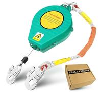 Dispositif Antichute a Rappel Automatique, 3m/5m/7m/10m/15m/20m Harnais de Securite Anti Chute pour Travaux sur Toit et Aériens, Professionnel Protection Antichute Rétractable(Vert,15m)
