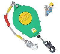 Dispositif Antichute a Rappel Automatique, Harnais de Securite Anti Chute Toiture avec Système de Freinage Double, Protection Antichute Rétractable pour Travaux en Hauteur(Vert,10m)