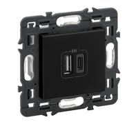 Dispositif complet Legrand Val Outlet 2xUSB Type C Noir - 741432
