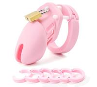 Dispositif de chasteté de cage de coq en silicone pour l'exercice du pénis masculin (Rose)
