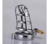 Dispositif de chasteté pour hommes Cage de chasteté Cage pour débutant avec lunettes de soleil pour empêcher l'érection Bondage en acier inoxydable pour hommes (45mm)