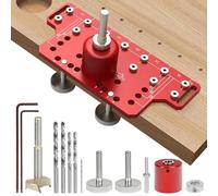 Dispositif de goujon d'étagère et dispositif de charnière 35 mm, Dispositif de forage à goujon d'étagère 2-en-1, Gabarit de forage pour meubles avec forets 5 mm et 1/4 pouce, Dispositif de charnière d